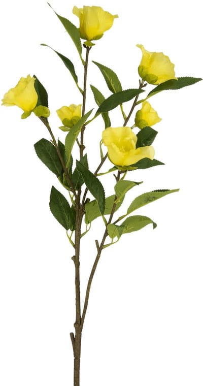 Easyplants | Kunstbloem Camellia 80 cm geel | Zijde | Nepbloemen | geel | Onderhoudsvrij | Kant-en-klaar