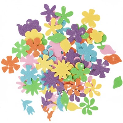 Glitter Foam Stickers Bloemetjes - 72 Foam Bloemen Stickers - Knutselen Meisjes