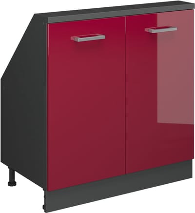 Vicco Rion Kast voor schuine wand – met 2 deuren Rood hoogglans/antraciet