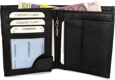 Lundholm Leren portemonnee heren leer zeer soepel nappa leer Heren Billfold extra black