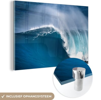 MuchoWow® Glasschilderij 120x80 cm - Schilderij acrylglas - Zee - Golf - Hawaii - Foto op glas - Muurdecoratie woonkamer - Wanddecoratie slaapkamer - Schilderijen