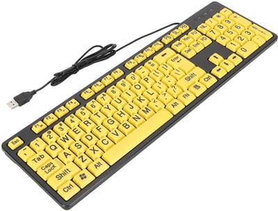 Dailygoods - Computertoetsenbord met Grote Print - USB-bekabeld - Extra Groot Toetsenbord - Visueel Vriendelijk - Voor Senioren - 104 Toetsen