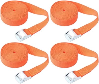 Ratelspanbanden set - Sjorbanden vracht - Bagage vastzetten - Zinklegering gesp - 2m x 25mm - Oranje