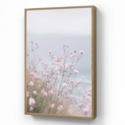 Wandlamp 60x90 cm - Oplaadbaar - Klif - Bloemen - Zee - Roze - Wandlampen binnen woonkamer - Slaapkamer lamp - Decoratieve nachtlamp - Vloerlamp draadloos