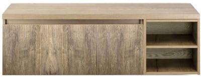 Frozen 3D Badmeubelset 140 cm - Greeplijst in Kleur - Wastafel Regaalkast met Bovenblad French Oak