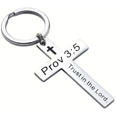 Pendentif Croix Bible Chrétienne Porte-clés Acier Inoxydable Psaume Religieux Prière Porte-clés Porte-clés Cadeaux gray
