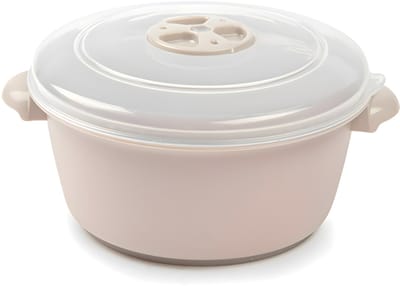 Plasticforte Magnetronschaal met deksel/ventiel - 1L - beige - kunststof - BPA vrij