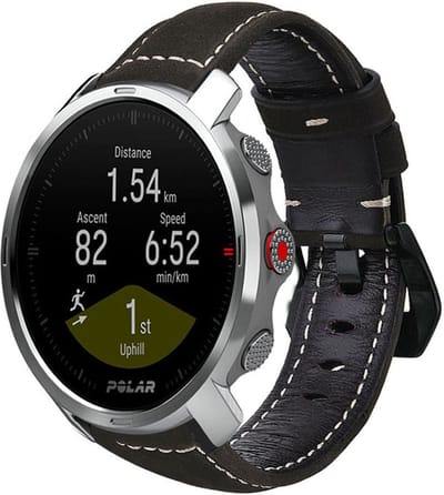 Leren smartwatch bandje - geschikt voor Polar Grit X / Grit X Pro / Vantage M / M2 / M3 / V3 - zwart