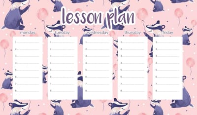 Wallvy - Magnetische Roosterplanner - 30x17,5CM - Meisjes - Borsuki met Ballonnen