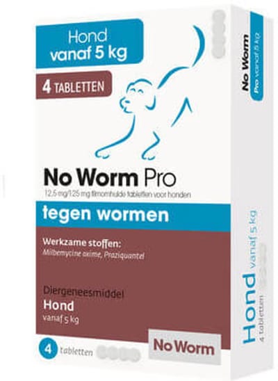 No Worm - Pro Hond Ontwormingstabletten voor Honden vanaf 5 kg - 4 pillen