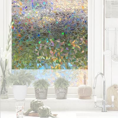 CLVP® Raamfolie Glas in Lood - Zelfklevend - Antieke Look - Lood Regenboog