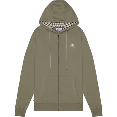 Aquascutum Active Small Logo Full Zip Up Army Green Hoodie