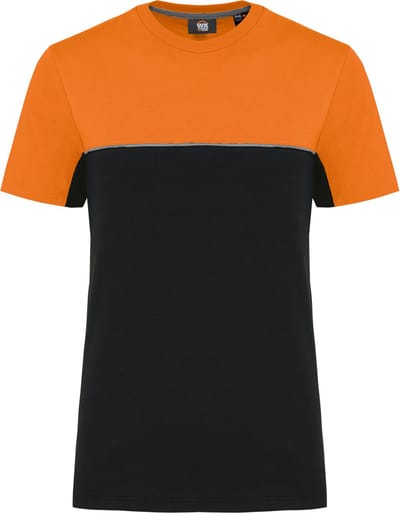 WK. Designed To Work Ecologisch tweekleurig uniseks T-shirt met korte mouwen WK304 - Black / Orange - 3XL