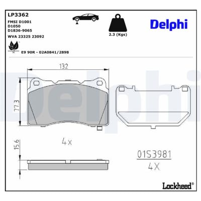 Remblokset DELPHI LP3362, voor