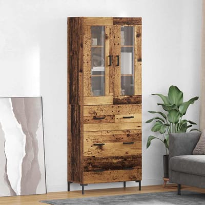 vidaXL - Highboard - 2 - st - Oudhout - 69,5 - x - 34 - x - 180 - cm - Bewerkt - hout