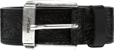 REPLAY Leren Riem Belt W105 Black Zwart