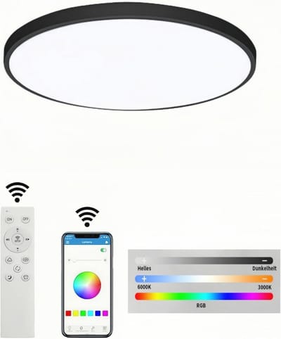 Dimbare RGB Led-plafondlamp met Afstandsbediening - 30 cm, 30 W, Geschikt voor Slaapkamer, Woonkamer, Eetkamer, Keuken en Kinderkamer