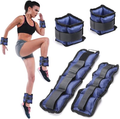 Set van 4 gewichtsmanchetten voor polsen en enkels - 2 kg + 1 kg - Neopreen met verstelbare sluiting voor fitness en training