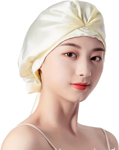 Nivard Zijden Slaapmuts - Satijnen Nachtmuts - Silk Bonnet - Sleep Cap - Haarverzorging - Satin - Verstelbaar - Voor Zacht & Stralend Haar - Licht Roze