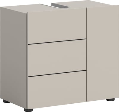Moderne Wastafelkast In Kasjmier en zwarte Accenten - Ruime Opbergkast -60 x 34 x 57 cm
