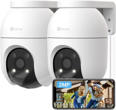 Buitencamera WiFi 2-Pack – 360° Draaibare Beveiligingscamera – 2MP – Kleur Nachtzicht – IP65