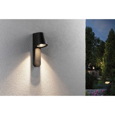LED-wandarmatuur voor buiten Caissa Schemergestuurde bewegingsmelder (HF) IP44 105x274 mm 3000K 9W 700lm 230V 65° Antraciet Aluminium