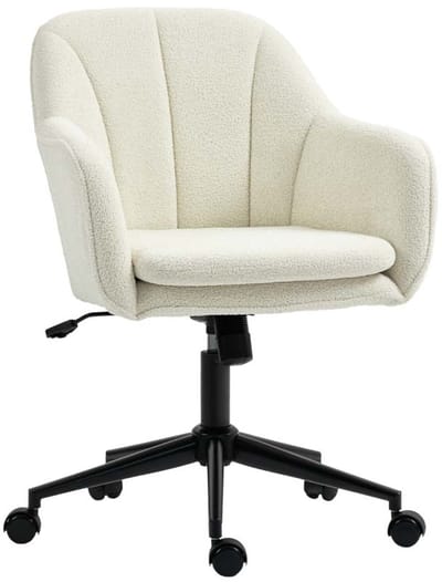 Bureaustoel Draaistoel Make-upstoel Comfortabele fluwelen bekleding 360° draaifunctie Verstelbare zithoogte Wieltjes voor gemakkelijk verplaatsen Geschikt voor kantoor, slaapkamer 60x63x84-94 cm Beige