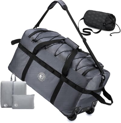 Grote Vouwbare Reisbagage 100L met Wielen - Waterdichte Oxford Reistas voor Camping, Sport en Vakantie met Toilettas en Schoenentas