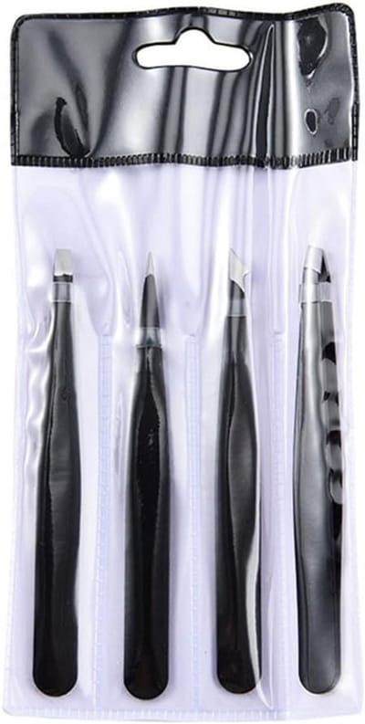 Pincet Set - Wenkbrauw pincet - Nauwkeurig Haren Verwijderen - 4 Verschillende Pincetten - 9.6 cm - Zwart