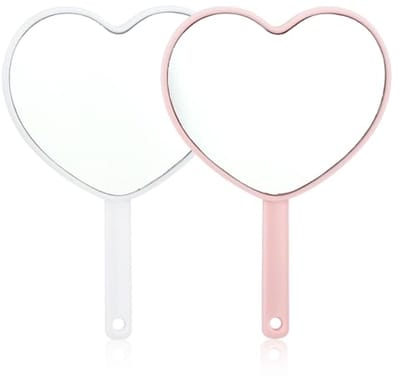 Reis handspiegel 2 stuks - Hartvormige dubbelzijdige cosmetische spiegel voor dames, ideaal voor make-up en reizen