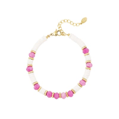 Bijoutheek Armband (sieraad) Discs En Kralen roze