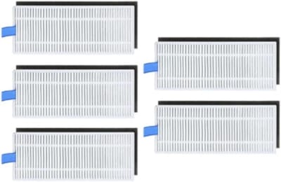 5 stuks Stofzuiger filter - Stofzuiger vervangingsset - HEPA-filtervervanging - Filter zijborstel vervanging - Vervangend filter - Geschikt voor Tefal Rowenta veegmachine X-plorerSerie 75 hoofdborstel filterdoek accessoire - Wit - 130 x 50 mm
