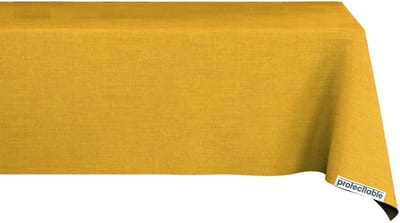 Protecttable - Tafelzeil Linnenlook Butter Yellow 140x350cm - Tafelkleed Afwasbaar - Kunststof