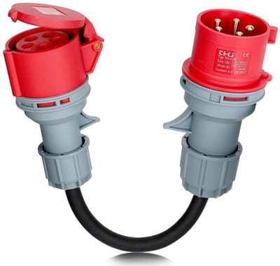 CEE Adapter 32A naar 16A stroomkabel 5 x 2,5 mm² 16 A 415 V 5-polig IP44 waterdicht voor elektrische auto, accessoires, werkplaats, bouwplaats, industrie, camping
