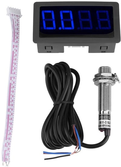 Digitale Toerenteller - Snelheidsmeter RPM Meter - Motoren Bewaken - NPN PNP Invoer - 80x42x25 mm - Blauw