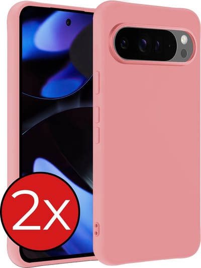 Hoesje - 2 Stuks - Geschikt voor Google Pixel 9 Pro - Sterk & Shockproof - Telefoonhoes - Back Cover - Case Siliconen - Telefoon Hoes - Lichtroze