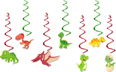 LUQ - Dino Swirl - Slinger - Versiering - Verjaardag - decoratie - Feest - Hangdecoratie – 7 stuks