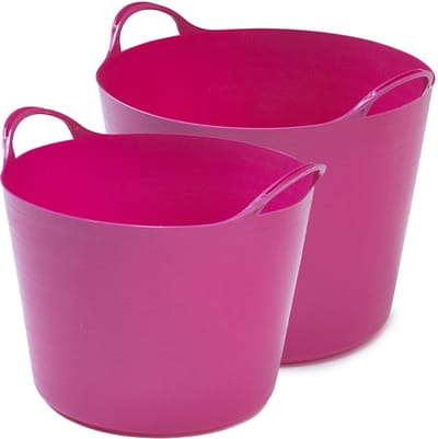 Whitefurze Flexibele emmers - 2x stuks - 26 liter en 39 liter - roze