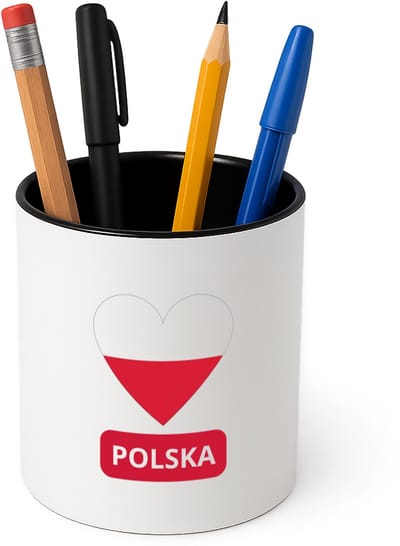 Hacebo® - Polska vlag hartje Pennenbakje - Polen - reizigers - pennenhouder - toerist - verjaardagscadeau - souvenir - vakantie - kado - Pennenbakje zwart