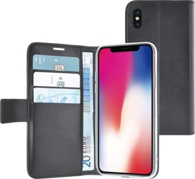 Azuri walletcase met magnetische sluiting and 3 cardslots - zwart - voor iPhone X/Xs