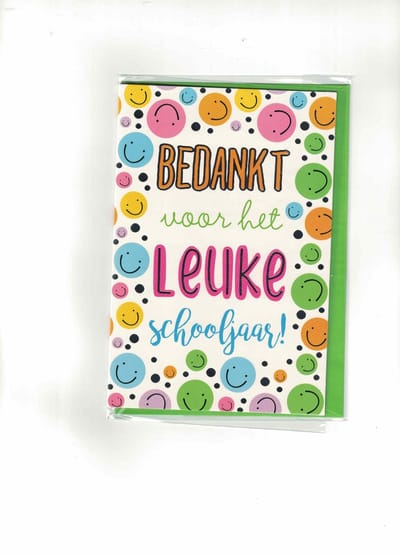 Wenskaart - einde schooljaar - bedankt juf - bedankt meester - bedankt invaljuf - bedankt invalmeester - schoolvakantie