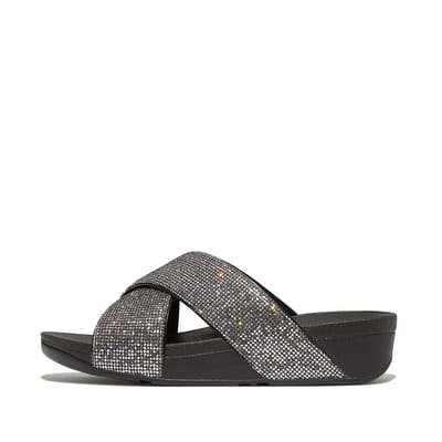 FitFlop Lulu Cross Slide - Glitterball ZILVER - Maat 42