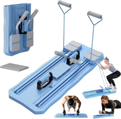 Pilates Reformer Set - Fitness Bord - Thuis Trainen - Opvouwbaar Ontwerp - 93x36.7x3 cm - Blauw