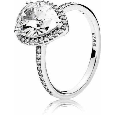 Bague en argent sterling 925 avec symbole de cœur noué et cristal pour femme, bijoux de mode pour fête de mariage 6 white