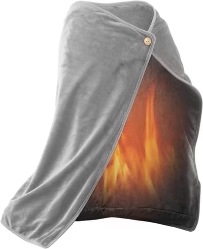 Verwarmde Sjaal Deken - Elektrische Cape - Warm Blijven - 3 Warmte Niveaus - 100 x 70 cm - Grijs