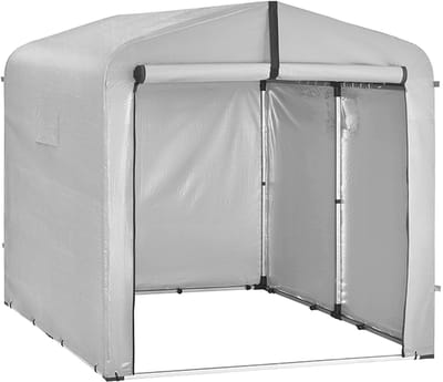 Sobuy Tuinhuis KLS11-II-L - Waterdichte Tuinberging voor Fietsen en Gereedschap - 159x165x219 cm - Zilver
