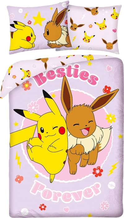 Pokémon Dekbedovertrek Besties - 140 x 200 + 70 x 90 cm - Polyester