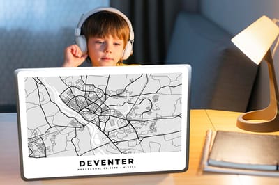 Laptop sticker - 17.3 inch - Kaart - Nederland - Deventer - 40x30cm - Laptopstickers - Laptop skin - Cover
