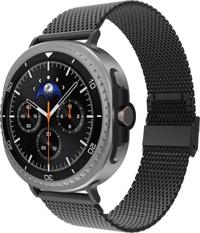 Cazy horlogebandje geschikt voor Samsung Galaxy Watch Bandje (Silksteel) - Smartwatchbandjes - Universeel bandje geschikt voor Samsung Galaxy Watch 8 / Watch 8 Classic - Zwart