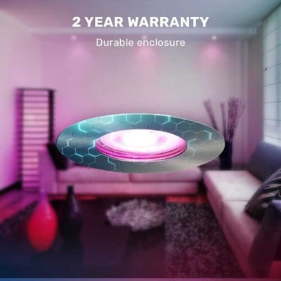 Hoftronic Smart - Smart WiFi LED inbouwspot 6 stuks 5,5W RVS Bari dimbaar RGBWW - IP65 - 400lm - Bedienbaar via Hoftronic Smart App - Bedienbaar via stem
